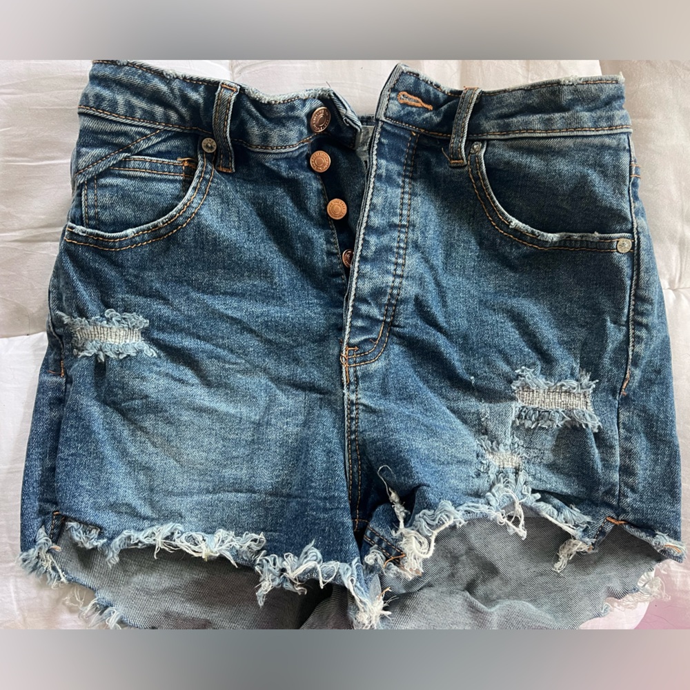 Free People High-Rise Distressed Denim Shorts